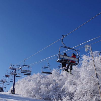 People going up on a ski lift